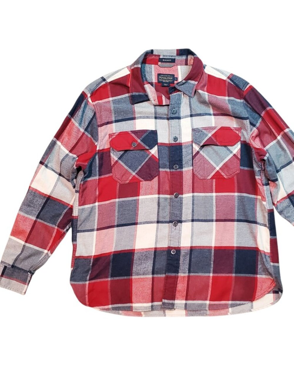Pendleton Burnside Red Blue Plaid Flannel Button-Front Shirt Men's - XL